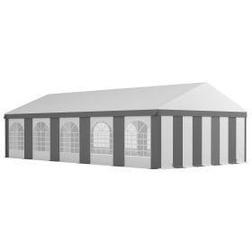 Outsunny 20' x 33' Heavy-Duty Large Wedding Tent, Outdoor Carport Garage Party Tent, Patio Gazebo Canopy with Sidewall, Gray
