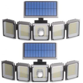 Split Waterproof Solar Outdoor Street Light 5 Side Adjustable 7000K 300 L (Option: 2pcs)