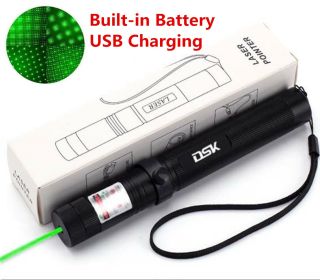 USB Rechargeable Green Laser Pointer Pen Light 990Miles 532NM Astronomy Visible Beam Light 1mw Flashlight (Option: Green Light)
