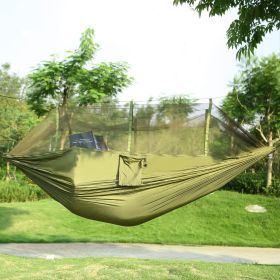 2 Persons Hammock 600LBS Max Load with Mosquito Net Outdoor Hiking Camping Hommock Portable Nylon Swing Hanging Bed (Color: Green)